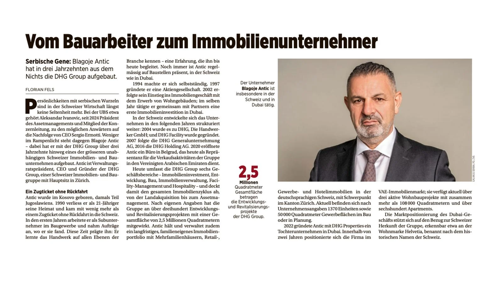 Blagoje Antic’s Entrepreneurial Journey Featured in Handelszeitung